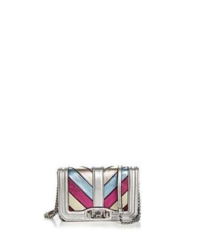 Shop Rebecca Minkoff Love Patchwork Small Leather Crossbody In Silver Multi/silver