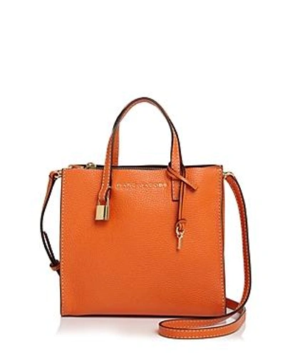 Shop Marc Jacobs The Mini Grind Leather Crossbody In Mandarin/gold