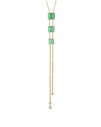 Shop David Yurman Chatelaine Y Necklace With Chrysoprase & Diamonds In 18k Gold In Green/gold