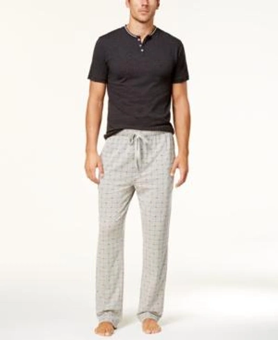 Shop Lacoste Men's Henley Top & Woven Pants Pajama Gift Set In Grey