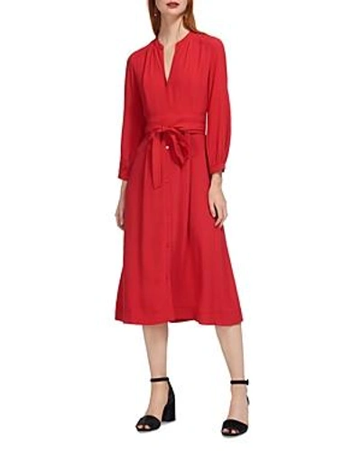 Shop Whistles Kamala Belted Dress In Dark Red