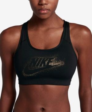 nike black and gold sports bra