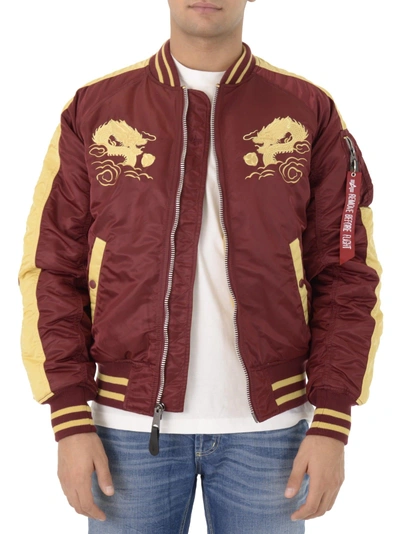 Shop Alpha Industries Burgundy Japan Dragon Bomber In Bordeaux