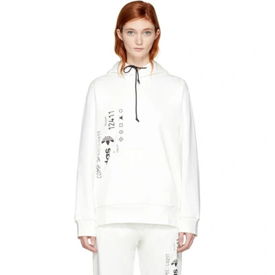 Shop Adidas Originals By Alexander Wang White Graphic Hoodie