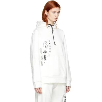 Shop Adidas Originals By Alexander Wang White Graphic Hoodie