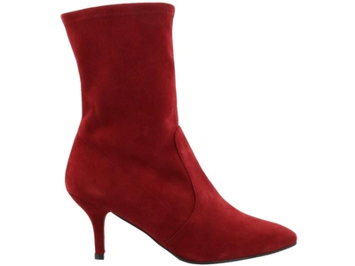 Shop Stuart Weitzman Cling Ankle Boot In Scarlet