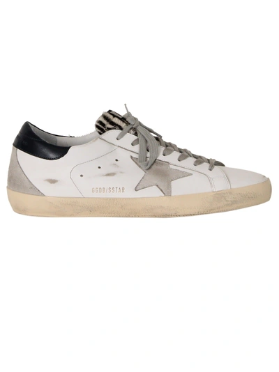 Shop Golden Goose White Blue Zebra Superstar Low Sneakers