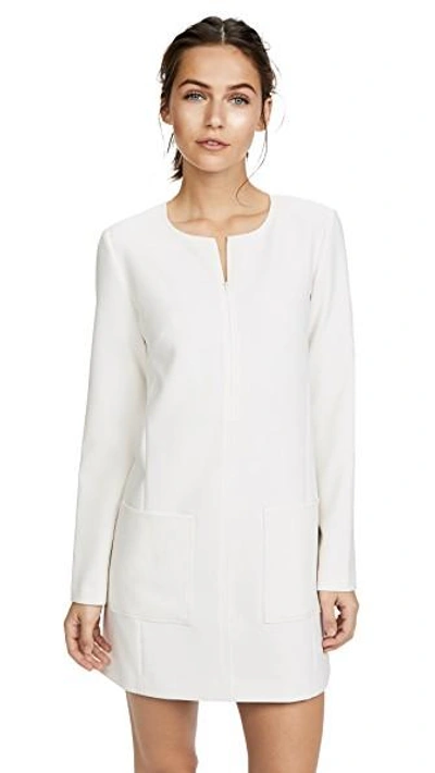 Shop Elizabeth And James Kyle Full Sleeved Mini Dress With Zip Placket In Alabaster