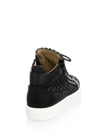 Shop Giuseppe Zanotti Gradient Leather Mid-top Sneakers In Black