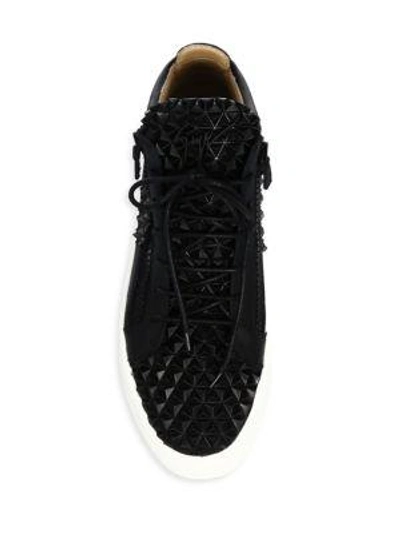 Shop Giuseppe Zanotti Gradient Leather Mid-top Trainers In Black