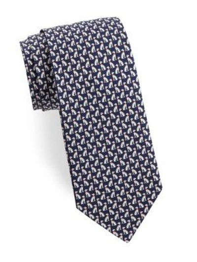 Shop Ferragamo Spotted Dog Silk Tie In Navy