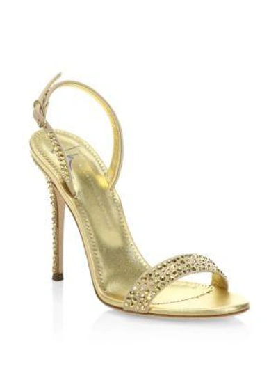 Shop Giuseppe Zanotti Mestico Leather Open Toe Sandals In Gold