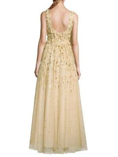 Shop Aidan Mattox Embellished Ball Gown In Champagne