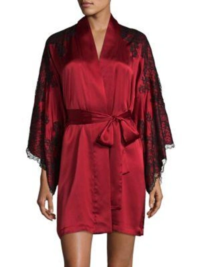 Shop Josie Natori Camilla Silk Wrap In Red