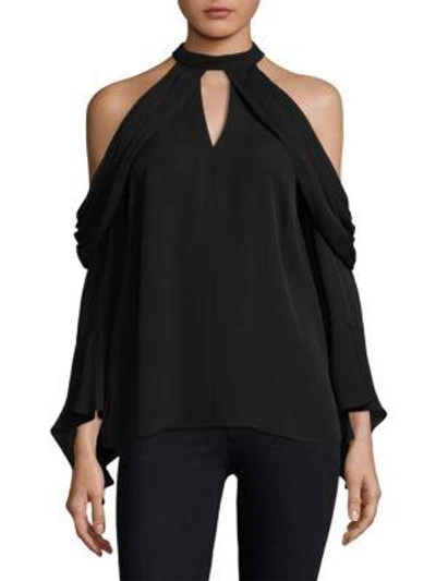 Shop Kobi Halperin Aria Cold-shoulder Blouse In Black