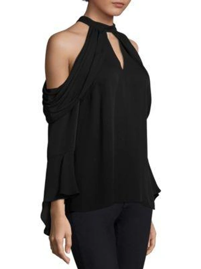 Shop Kobi Halperin Aria Cold-shoulder Blouse In Black