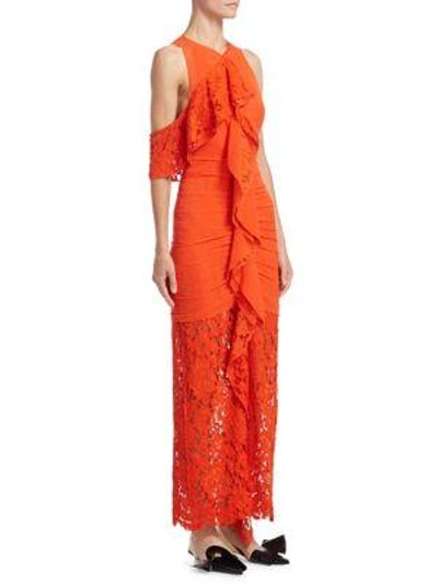 Shop Proenza Schouler Ruffle Lace Dress In Coral