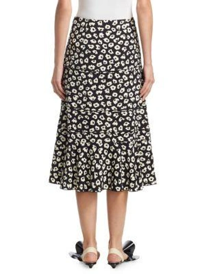 Shop Proenza Schouler Ruffle Midi Skirt In Black Off White Jasmine