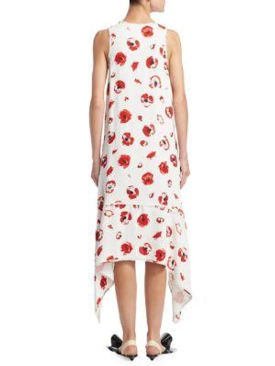 Shop Proenza Schouler Handkerchief Hem Dress In Creme Coral Poppy