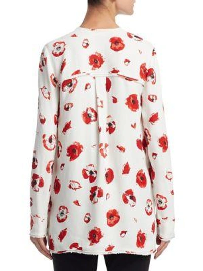 Shop Proenza Schouler Silk Floral-print Top In Creme Coral Poppy