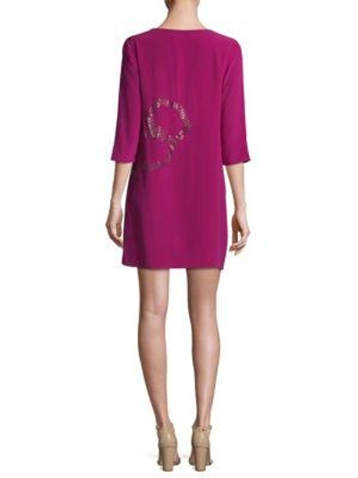 Shop Trina Turk Glitterati Silk Dress In Boysenberry