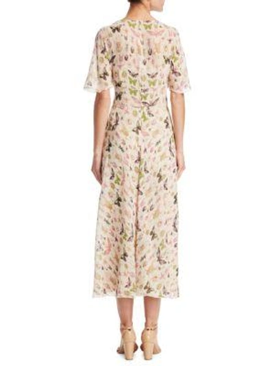 Shop Red Valentino Silk Insect-print Dress In Soya