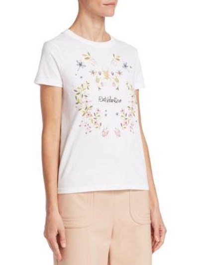 Shop Red Valentino Cotton Logo Tee In Bianco