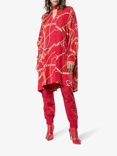 Shop Balenciaga Semi Fitted Dress In Red