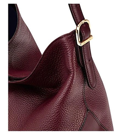 Shop Aspinal Of London Hobo Pebbled-leather Bag In Burgundy
