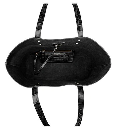 Shop Aspinal Of London Regent Mock-croc Leather Tote Bag In Black