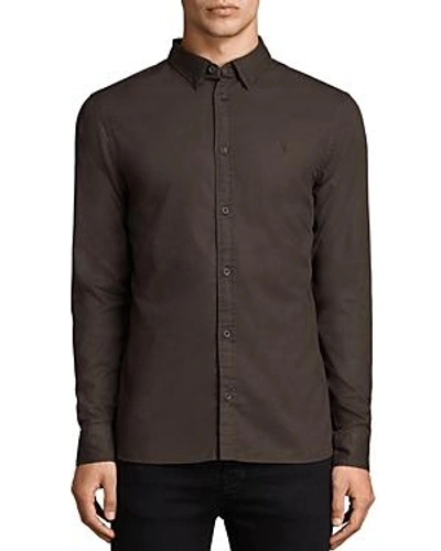 Shop Allsaints Redondo Slim Fit Button-down Shirt In Khaki Brown