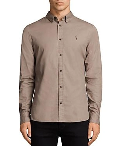 Shop Allsaints Redondo Slim Fit Button-down Shirt In Shale Brown