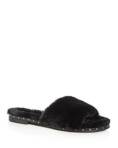 Shop Kenneth Cole Women's Peggy Faux-fur Slide Sandals In Black