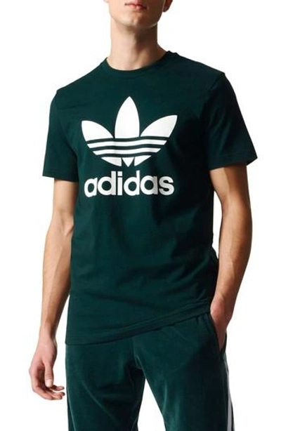 Shop Adidas Originals Trefoil Graphic T-shirt In Green Night F17