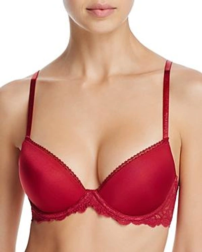 Shop Calvin Klein Seductive Comfort Lace Demi Lift Convertible Bra In Intoxicated Red