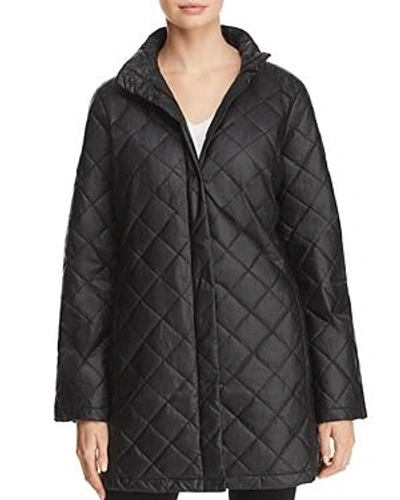 Shop Eileen Fisher Stand-collar Quilted Jacket In Black