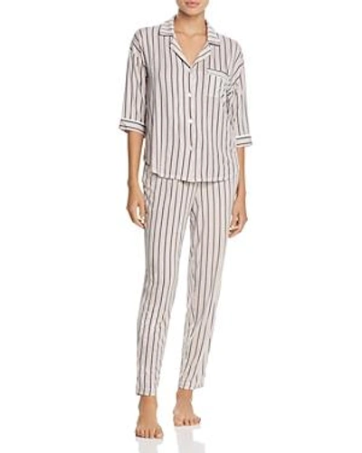 Shop Dkny Long Pajama Set In Pink Stripe