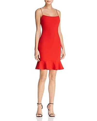 Shop Likely Banks Flounced-hem Slip Dress In Scarlet