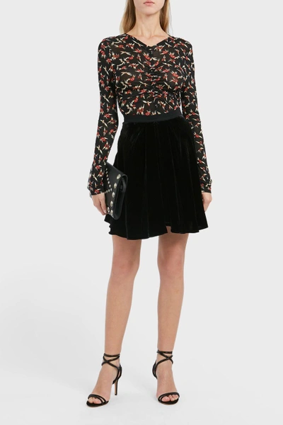 Shop Isabel Marant Tanza Velvet Skirt In Black