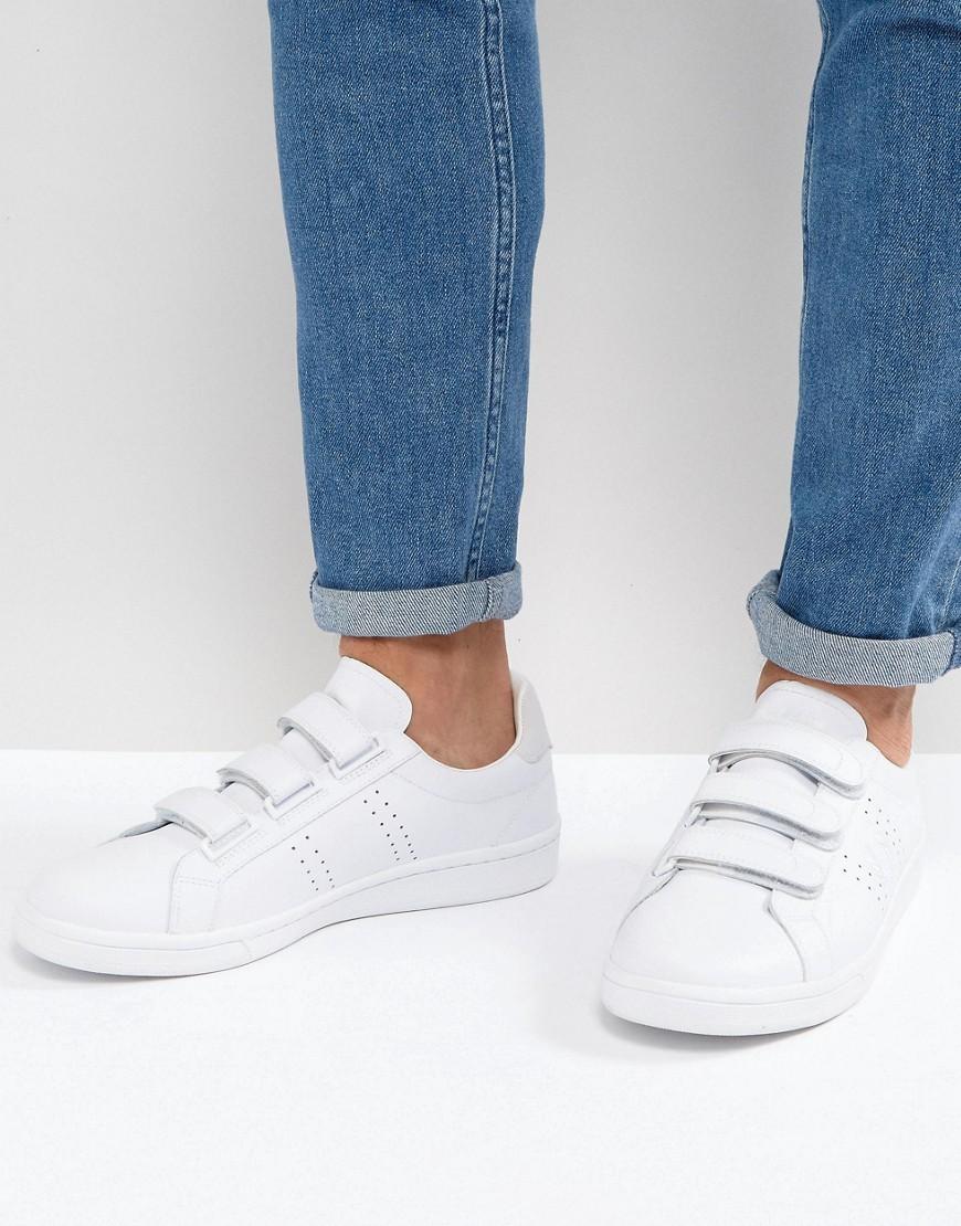 white leather velcro sneakers