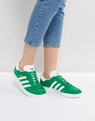 Adidas Originals Gazelle Green Suede Sneakers - Green | ModeSens