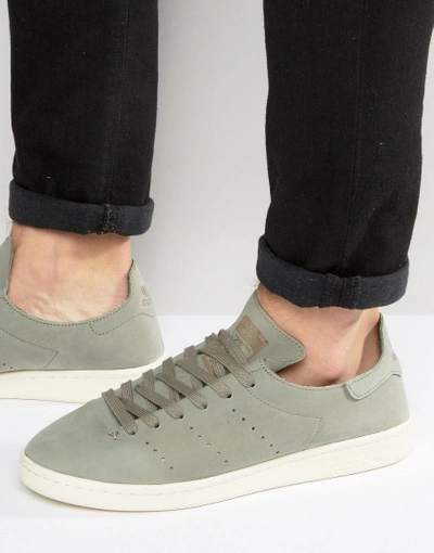 Shop Adidas Originals Stan Smith Lea Sock Sneaker In Green Bb0007 - Green