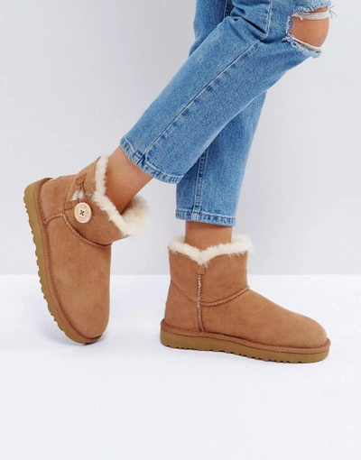 Ugg Mini Bailey Button Ii Chestnut Boots - Tan | ModeSens