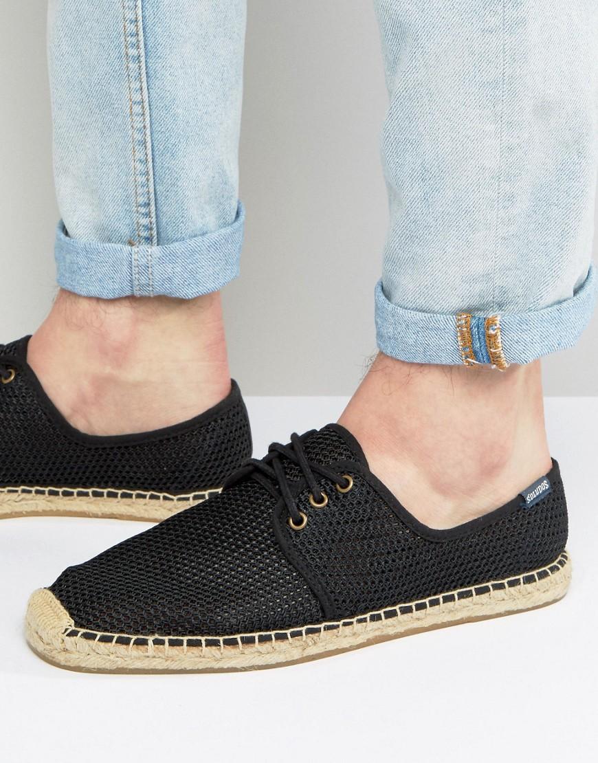 Soludos Mesh Lace Up Espadrilles - Black | ModeSens