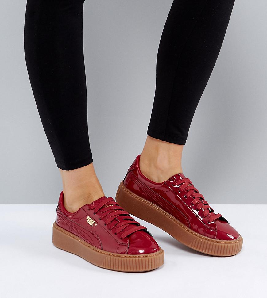 red puma platform sneakers