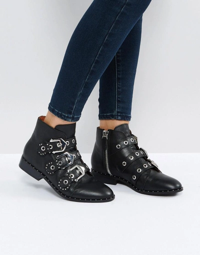 Shop Sol Sana Maxwell Black Studded Flat Ankle Boots - Black