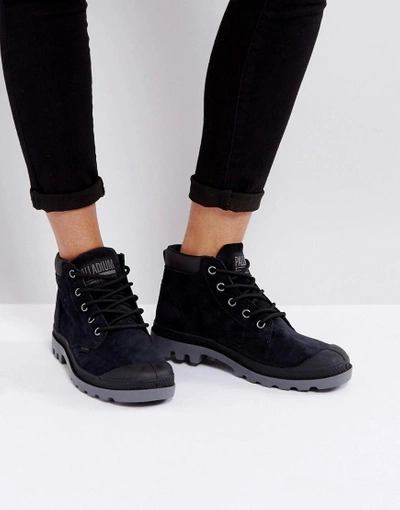 Palladium Pampa Black Low Cuff Suede Flat Ankle Boots - Black | ModeSens