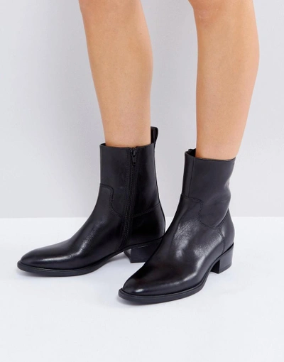 Vagabond Meja Black Leather High Cut Ankle Boots - Black | ModeSens