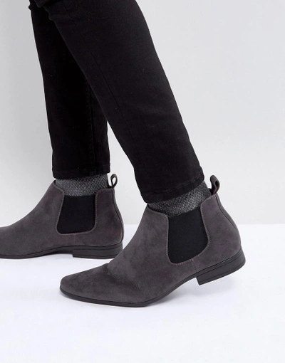 New Look Faux Suede Chelsea Boots In - Grey | ModeSens