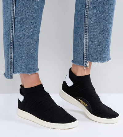Adidas Originals Black Stan Smith Primeknit Sock Sneakers - Black | ModeSens